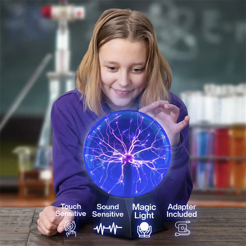 Hocozy - Magic Plasma Ball - Light Display Science Toy Interactive Decoration LED Plasma Globe Home Decor Educational Tool Electromagnetic Sphere Unique Gift Idea Desk Decor