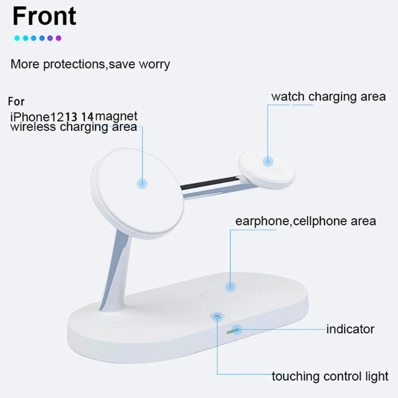 Hocozy - 3 in 1 Wireless Charger Stand for Apple - 3 in 1 Wireless Charger Stand for Apple Devices Fast Charging Station for iPhone AirPods Apple Watch Sleek Design Convenient Desk Organizer.