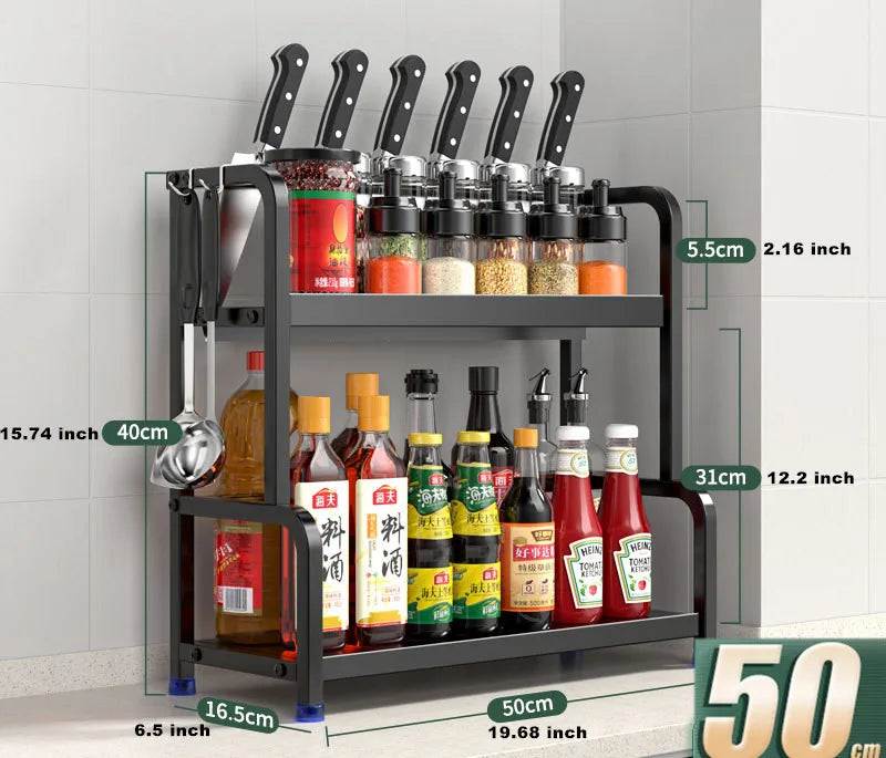 Hocozy - Kitchen Storage Shelf Spices, Jars and Knives - kitchen Storage organizer drawer dish rack drying cabinet pot pan holder