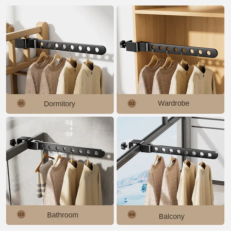 Hocozy - Rotatable Aluminum Clothes Rack - Adjustable Clothing Organizer Space Saver Laundry Storage Multi-Functional Drying Rack Lightweight Durable Design Indoor Outdoor Use