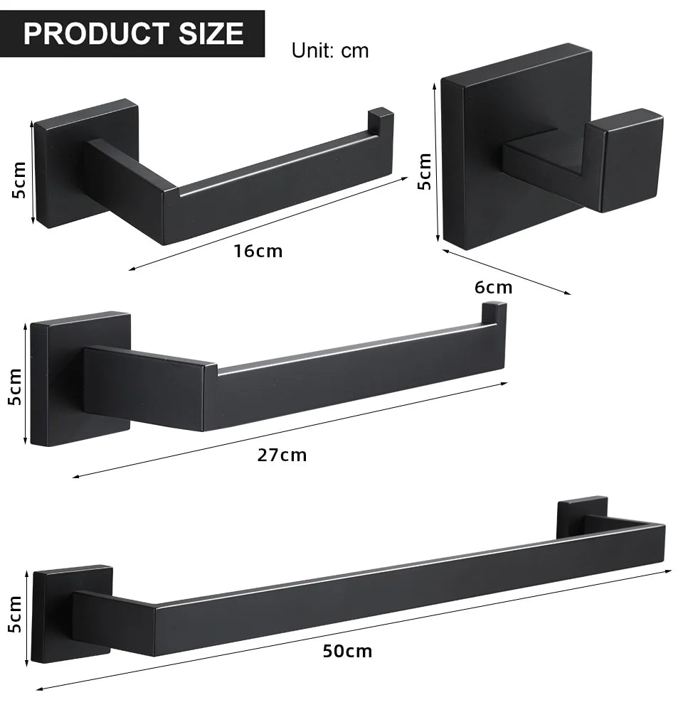 Hocozy - Matte Black Bathroom Hardware Set - bathroom toilet rack holder shelf hardware organizer accessories
