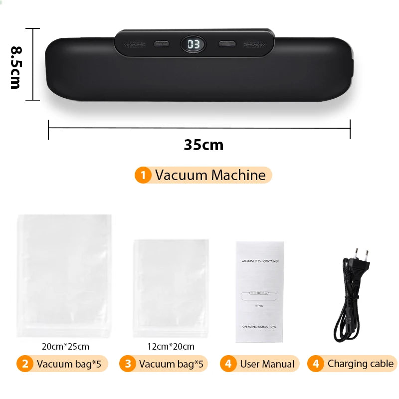 Hocozy - Vacuum Sealer Packaging Machine - Food Preservation Air Tight Sealing Kitchen Appliance Freshness Keeper Easy to Use Compact Design Countertop Appliance Meal Prep Saver