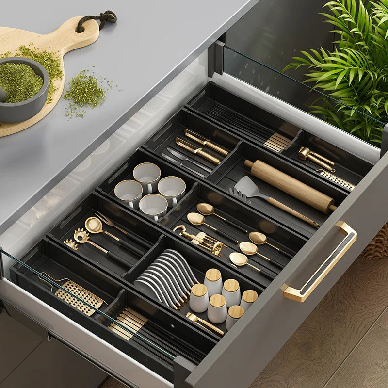 Hocozy - Adjustable Dish Rack Under Cabinet Drawer - kitchen Storage organizer drawer dish rack drying cabinet pot pan holder