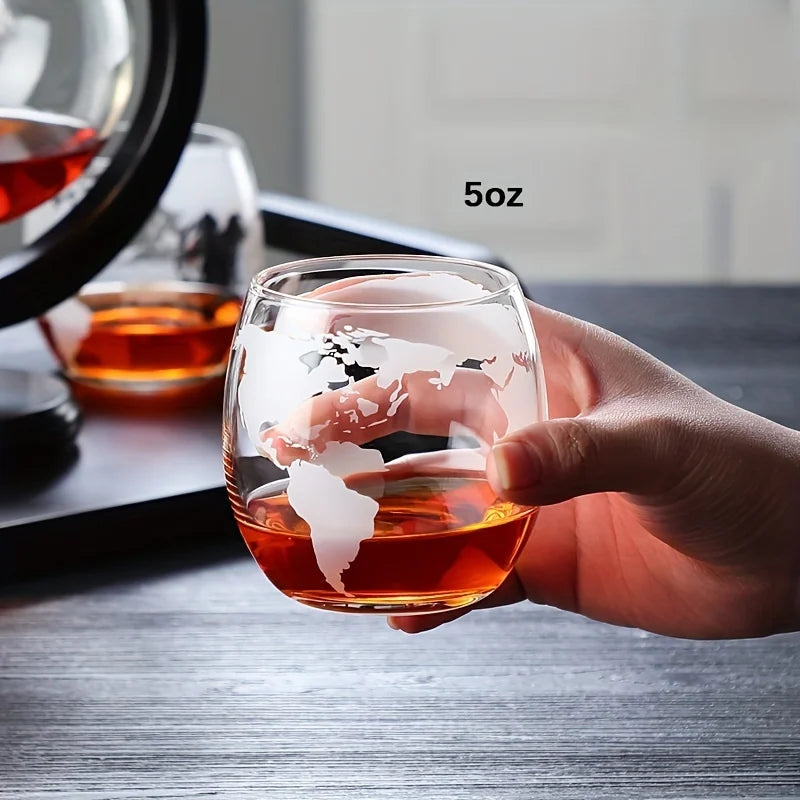 Hocozy - Creative Globe Decanter Set with 2 Whiskey Glasses - Creative Globe Decanter Set Whiskey Glasses Barware Unique Gift Home Bar Decor Whiskey Decanter Set Premium Quality Crystal Glasses Decorative Drinkware Elegant Design Gift for Him