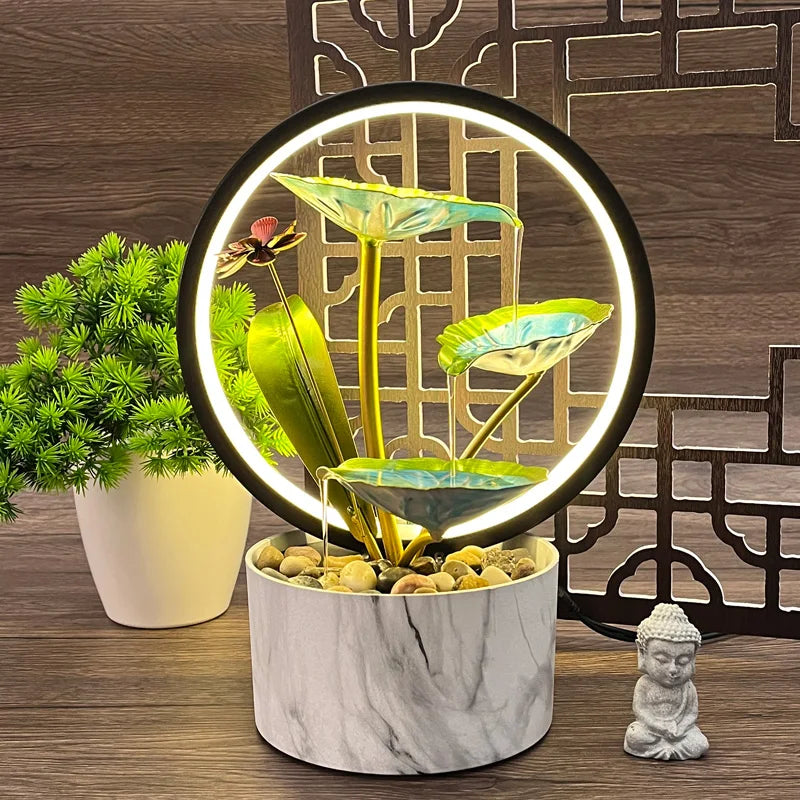 Hocozy - Indoor Water Fountain Decoration - Home Decor Relaxation Feature Tabletop Fountain Soothing Sound Serenity Piece Decorative Accent Waterfall Design Zen Decor Stress Relief Gift Idea