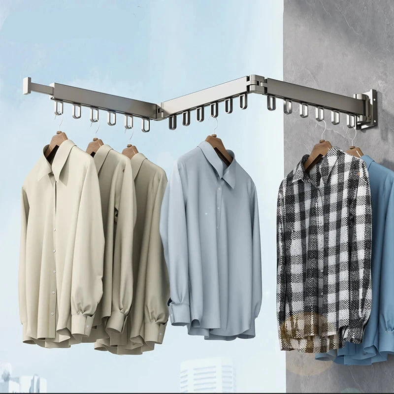 Hocozy - Retractable Clothes Drying Rack - Space Saving Laundry Organizer Wall Mounted Drying Solution Indoor Outdoor Use Adjustable Drying Rack Foldable Design Home Essentials