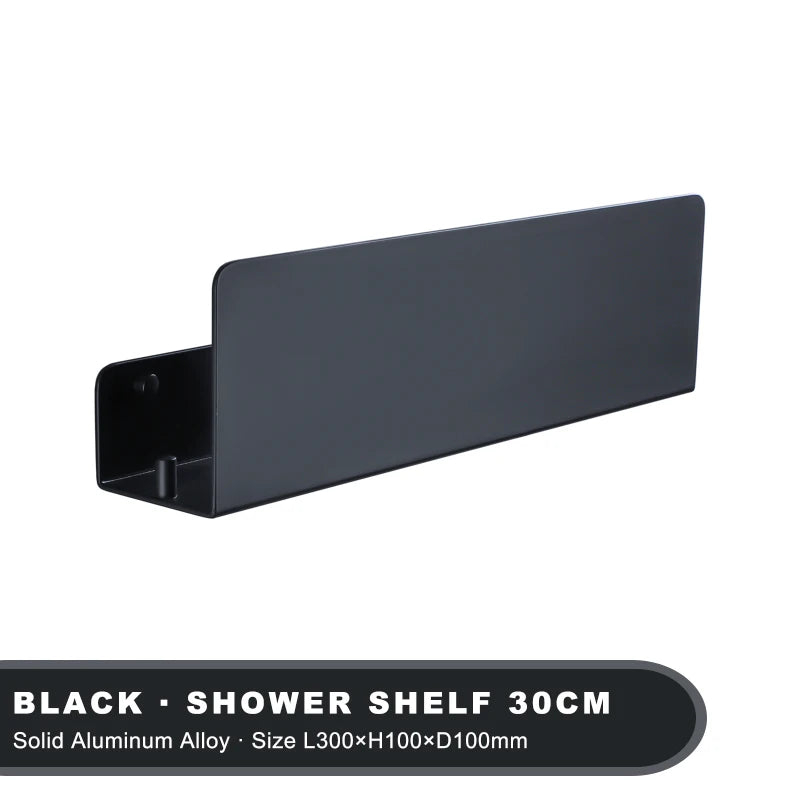Hocozy - Modern Black Bathroom Shelf - Wall Mounted Storage Sleek Design Home Decor Bathroom Organizer Stylish Shelf Space Saver Bathroom Accessories Contemporary Design