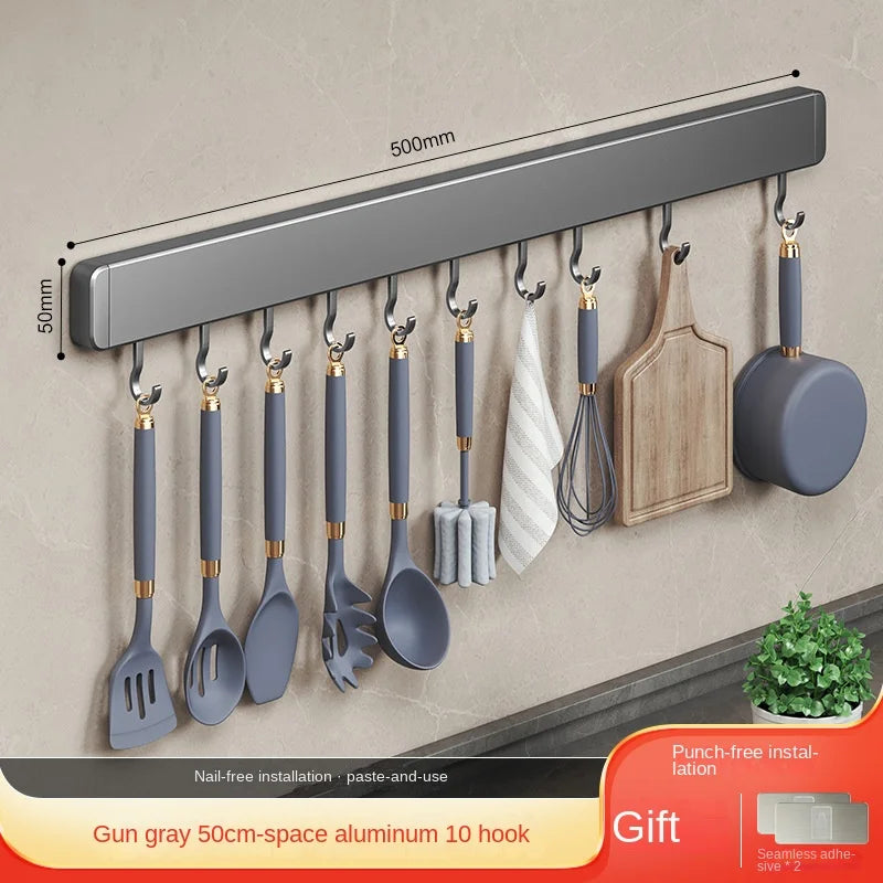 Hocozy - Storage Rack with Movable Hooks - kitchen Storage organizer drawer dish rack drying cabinet pot pan holder