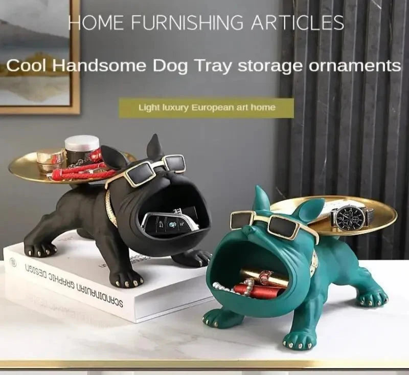 Hocozy - Bulldog Key & Candy Tray - decor statue ornament home office decoration bull