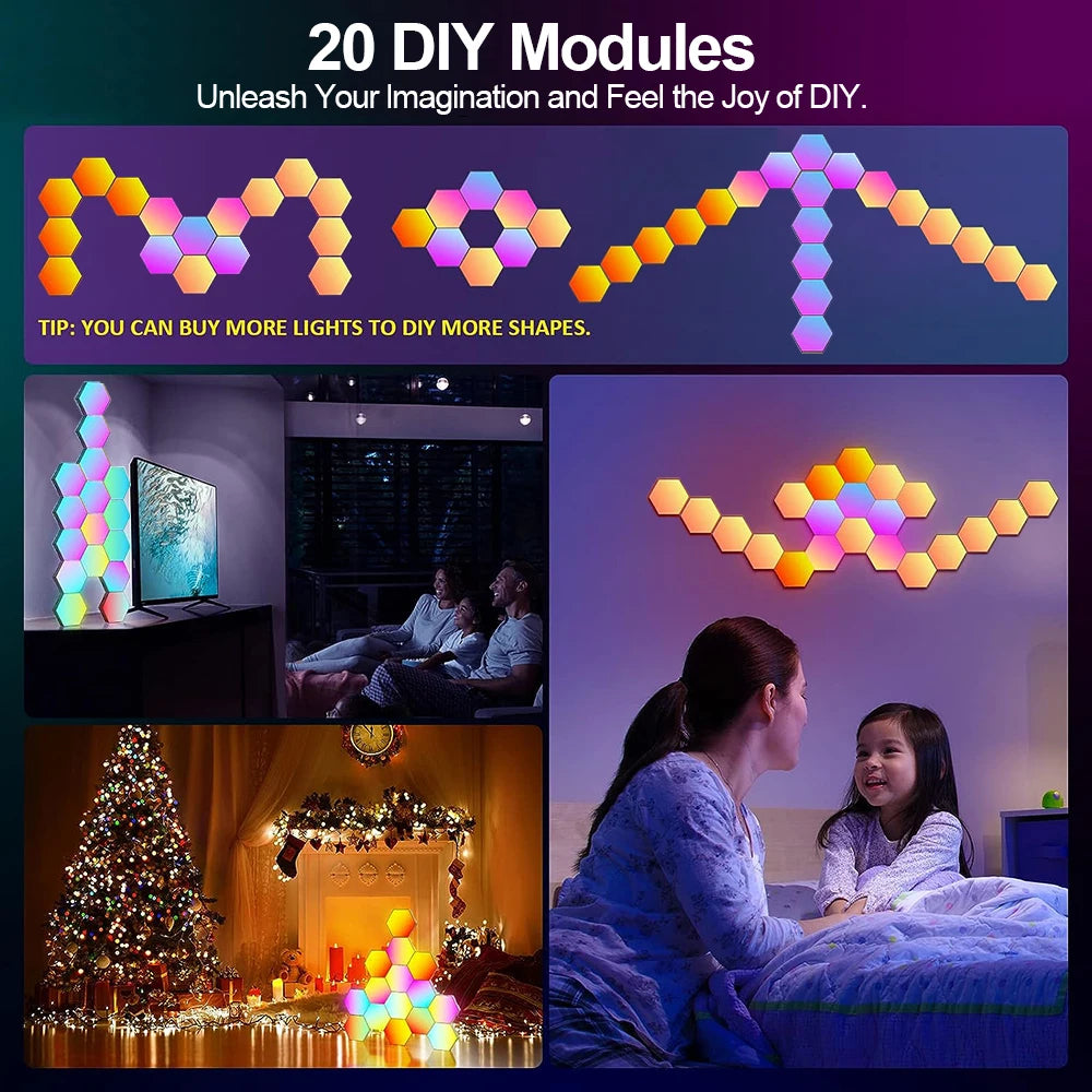 Hocozy - Hexagon wall panels light - light accessoires lamp led modern sensor solar decor waterproof wireless wall
