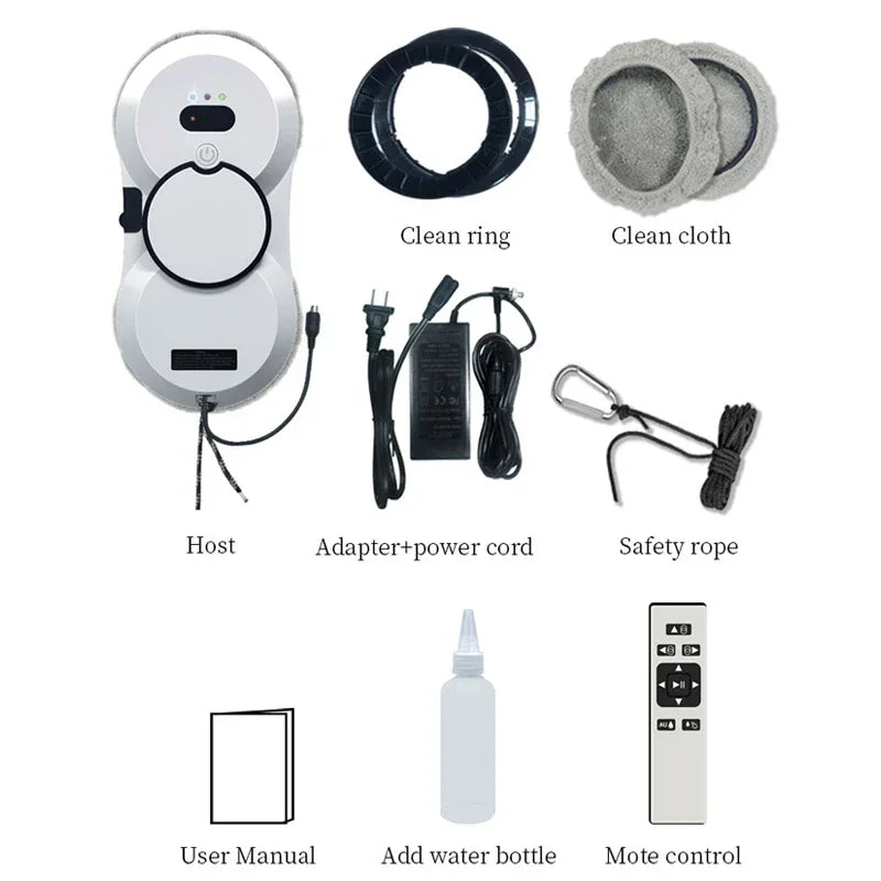 Hocozy - Robot Steam Brush Window Cleaner - Robot Window Vacuum Cleaner Automated Cleaning Device Smart Home Gadget Window Cleaning Robot Cordless Operation Indoor Outdoor Use Compact Design Effortless Cleaning High-Efficiency Glass Cleaner