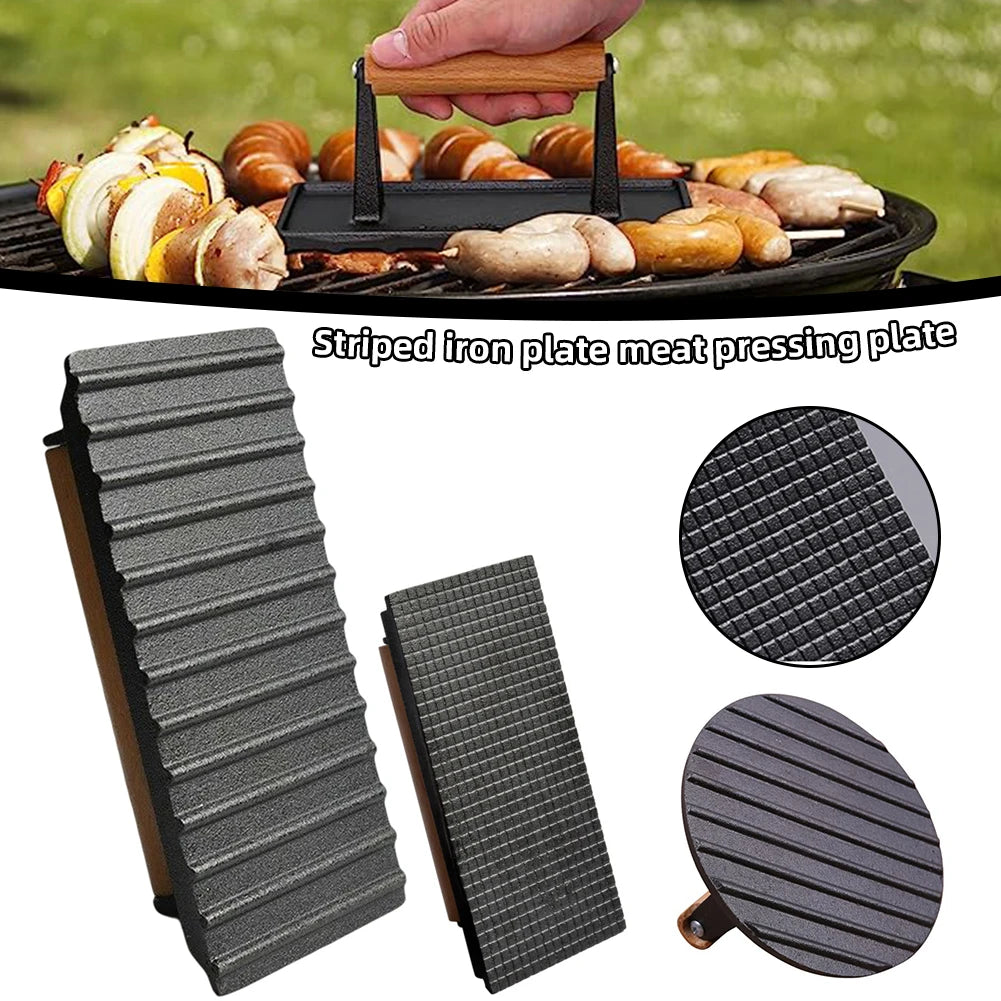 Hocozy - Heavy-Duty Meat Press for BBQ with Handle - grill cover bbq accessories outdoor cooking kebab fish meat burger tool set