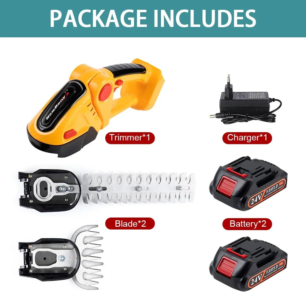 Hocozy - 2 IN 1 Cordless Electric Hedge Trimmer - Cordless Electric Hedge Trimmer Battery-Powered Gardening Tool Landscape Maintenance Easy to Use Lightweight Design Adjustable Blade Length Garden Tool Compact Size Efficient Cutting Performance