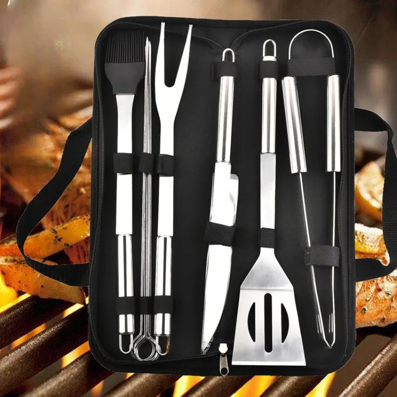 Hocozy - BBQ Tool Set with Storage Bag - grill cover bbq accessories outdoor cooking kebab fish meat burger tool set
