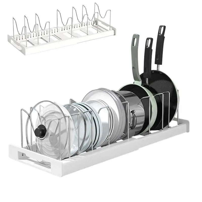 Hocozy - White Kitchen Shelf Organizer for Pots and Pans - kitchen Storage organizer drawer dish rack drying cabinet pot pan holder
