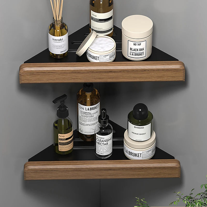 Hocozy - Black Wood Bathroom Accessories Set - bathroom toilet rack holder shelf hardware organizer accessories