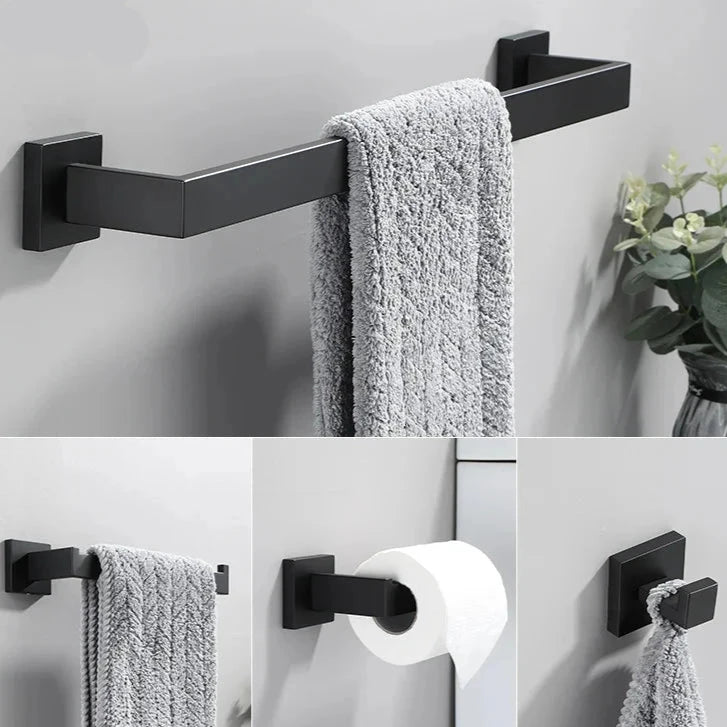 Hocozy - Matte Black Bathroom Hardware Set - bathroom toilet rack holder shelf hardware organizer accessories