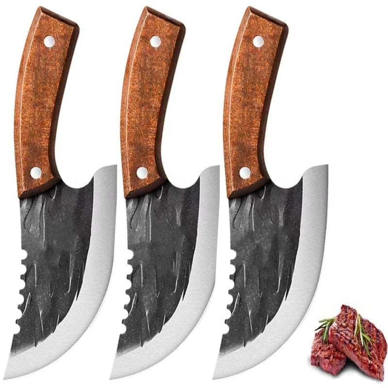Hocozy - Forged Meat Cleaver Knife - Knife Heavy-Duty Kitchen Tool Professional Chef Knife Sharp Blade Durable Design Meat Cutting Knife Ergonomic Handle Kitchen Accessories High-Quality Stainless Steel