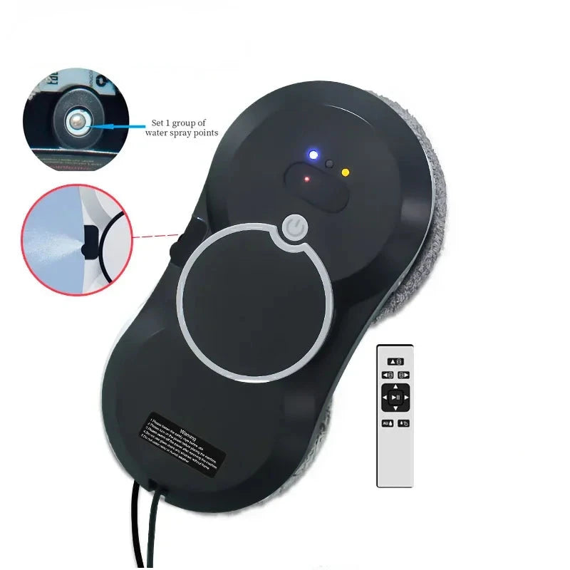 Hocozy - Robot Steam Brush Window Cleaner - Robot Window Vacuum Cleaner Automated Cleaning Device Smart Home Gadget Window Cleaning Robot Cordless Operation Indoor Outdoor Use Compact Design Effortless Cleaning High-Efficiency Glass Cleaner
