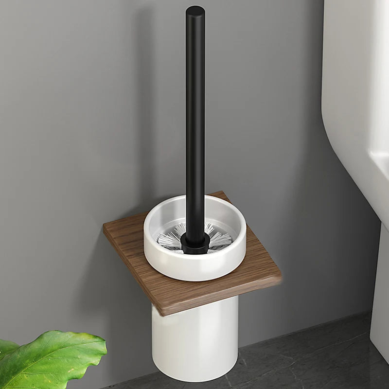 Hocozy - Black Wood Bathroom Accessories Set - bathroom toilet rack holder shelf hardware organizer accessories