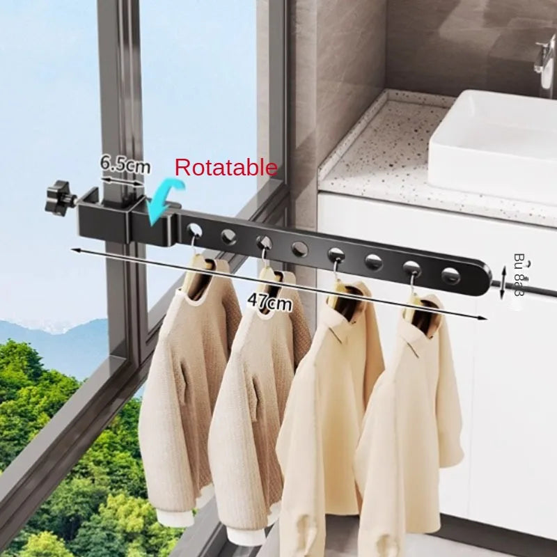 Hocozy - Rotatable Aluminum Clothes Rack - Adjustable Clothing Organizer Space Saver Laundry Storage Multi-Functional Drying Rack Lightweight Durable Design Indoor Outdoor Use