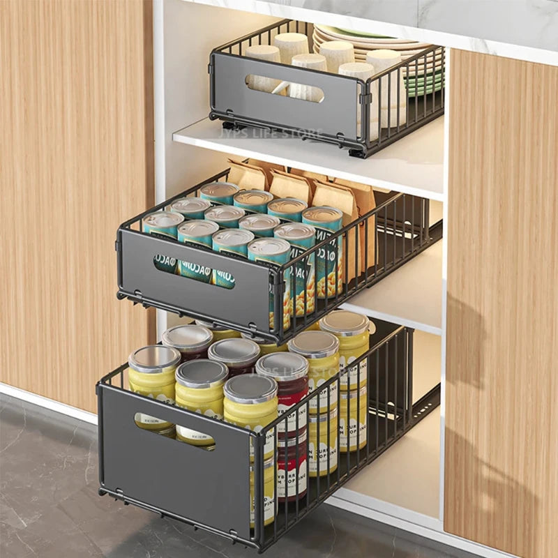 Hocozy - Storage Rack Pull Out Cabinet Organizer - kitchen Storage organizer drawer dish rack drying cabinet pot pan holder