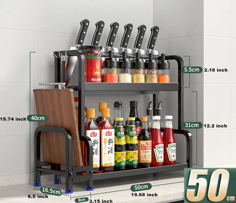 Hocozy - Kitchen Storage Shelf Spices, Jars and Knives - kitchen Storage organizer drawer dish rack drying cabinet pot pan holder