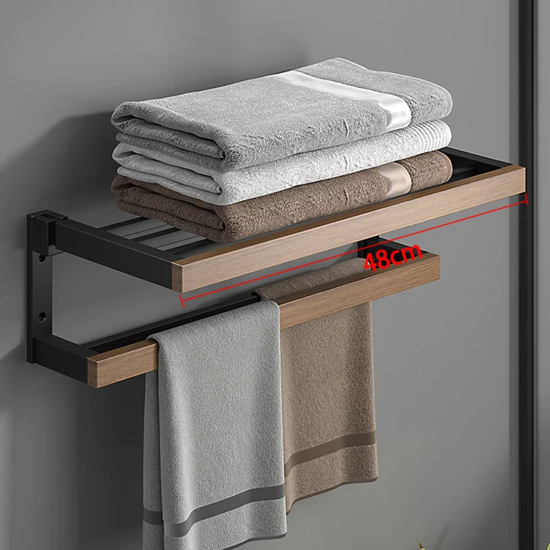 Hocozy - Black Wood Bathroom Accessories Set - bathroom toilet rack holder shelf hardware organizer accessories