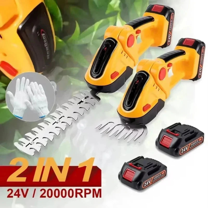 Hocozy - 2 IN 1 Cordless Electric Hedge Trimmer - Cordless Electric Hedge Trimmer Battery-Powered Gardening Tool Landscape Maintenance Easy to Use Lightweight Design Adjustable Blade Length Garden Tool Compact Size Efficient Cutting Performance