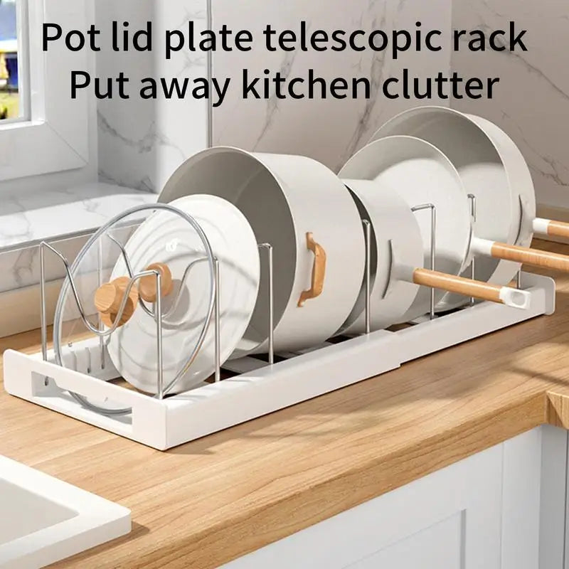 Hocozy - White Kitchen Shelf Organizer for Pots and Pans - kitchen Storage organizer drawer dish rack drying cabinet pot pan holder