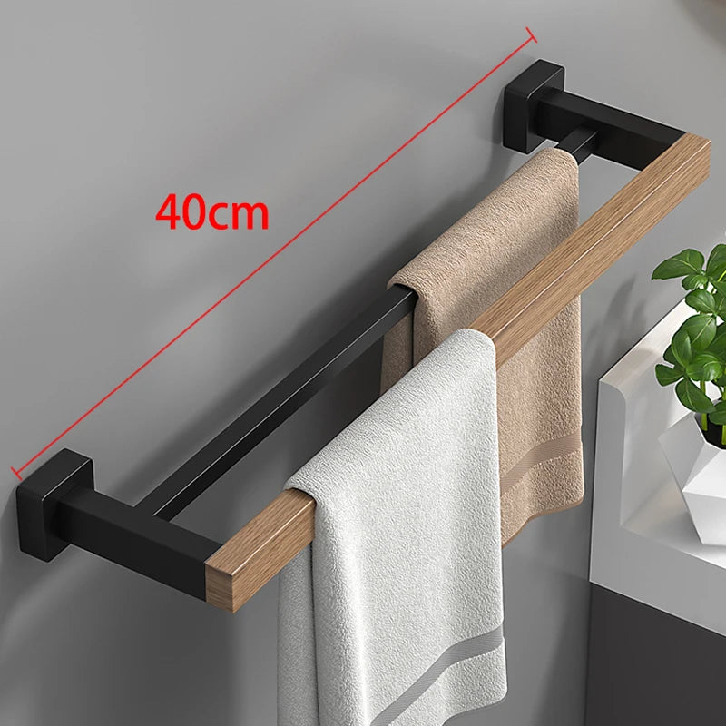 Hocozy - Black Wood Bathroom Accessories Set - bathroom toilet rack holder shelf hardware organizer accessories