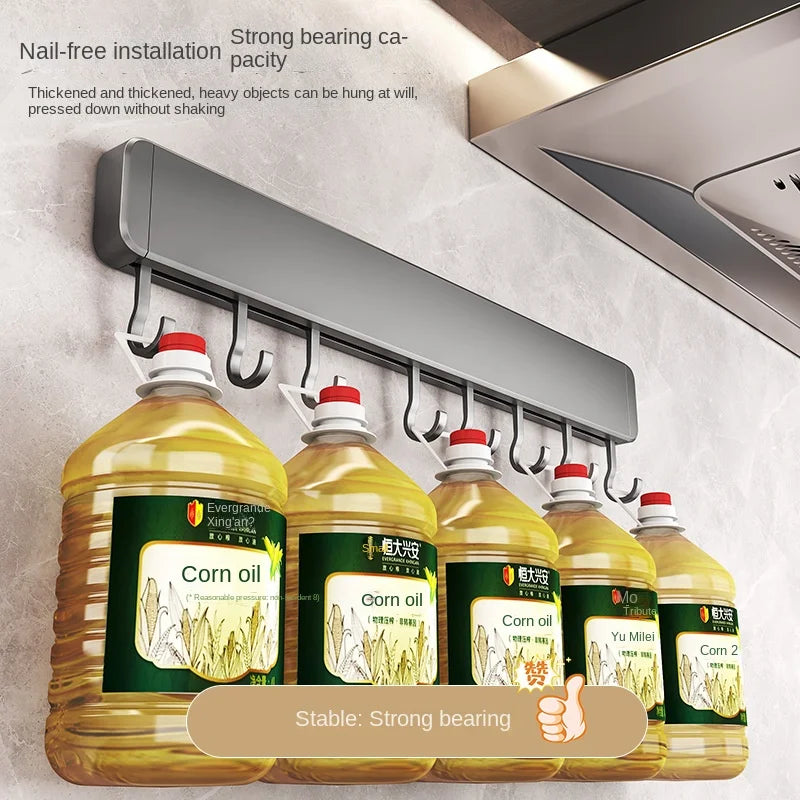 Hocozy - Storage Rack with Movable Hooks - kitchen Storage organizer drawer dish rack drying cabinet pot pan holder