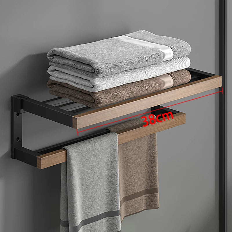 Hocozy - Black Wood Bathroom Accessories Set - bathroom toilet rack holder shelf hardware organizer accessories