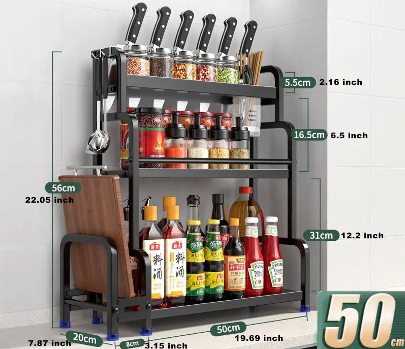 Hocozy - Kitchen Storage Shelf Spices, Jars and Knives - kitchen Storage organizer drawer dish rack drying cabinet pot pan holder