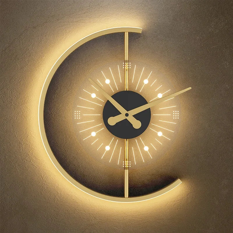 Hocozy - Modern LED Wall Lamp Clock Sconce - light accessoires lamp led modern sensor solar decor waterproof wireless wall