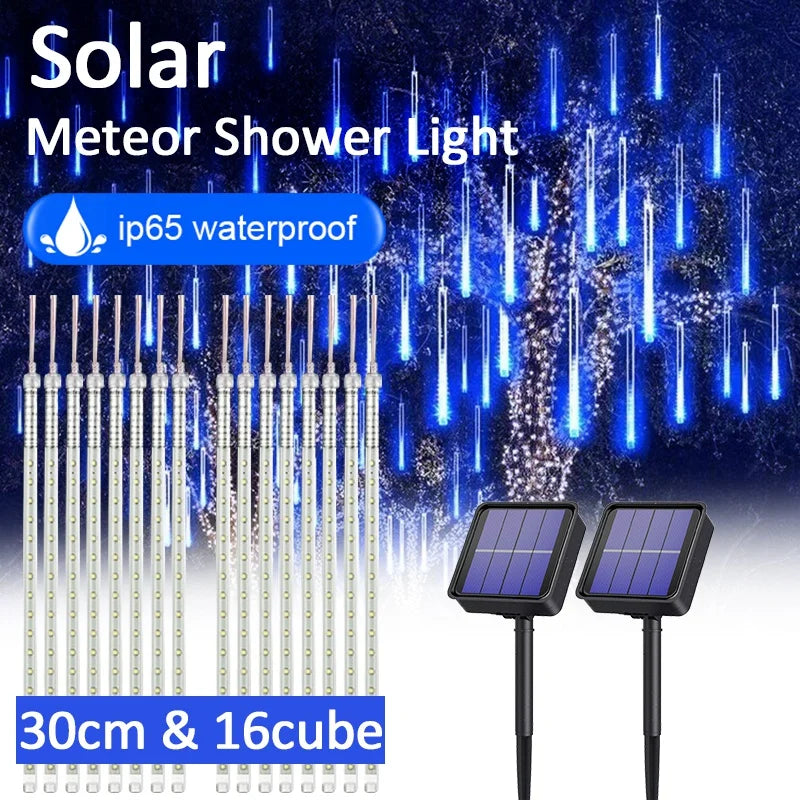 Hocozy - Solar Meteor Shower Rain String Lights - light accessoires lamp led modern sensor solar decor waterproof wireless wall