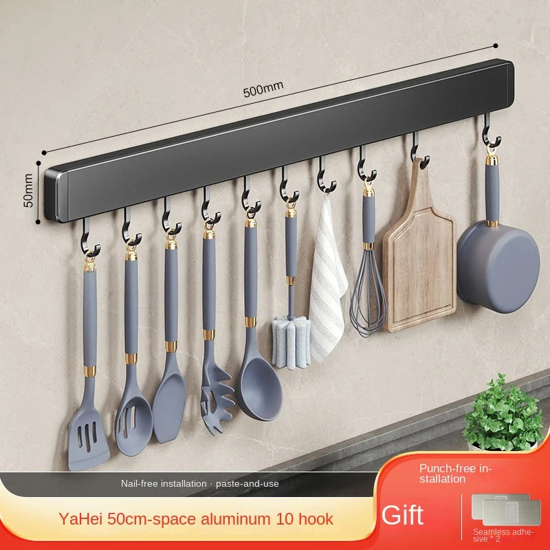 Hocozy - Storage Rack with Movable Hooks - kitchen Storage organizer drawer dish rack drying cabinet pot pan holder