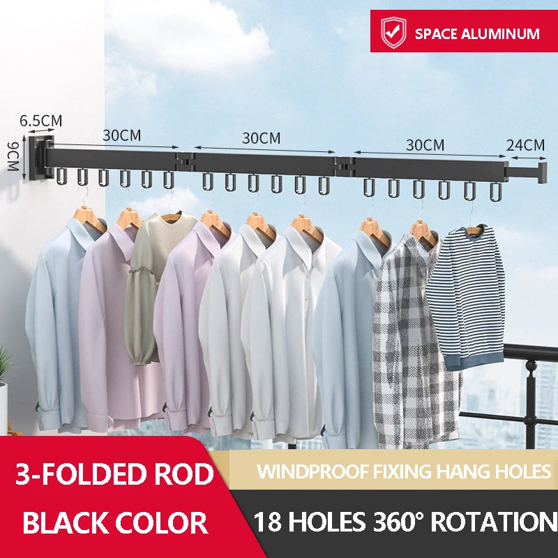 Hocozy - Retractable Clothes Drying Rack - Space Saving Laundry Organizer Wall Mounted Drying Solution Indoor Outdoor Use Adjustable Drying Rack Foldable Design Home Essentials