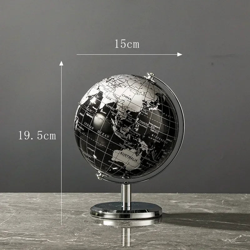 Hocozy - Metal Base World Globe - Decorative Globe Educational Tool Geography Decor Home Office Decor Vintage Style Desk Accessory Rotating Globe Globes for Kids Unique Gift Idea