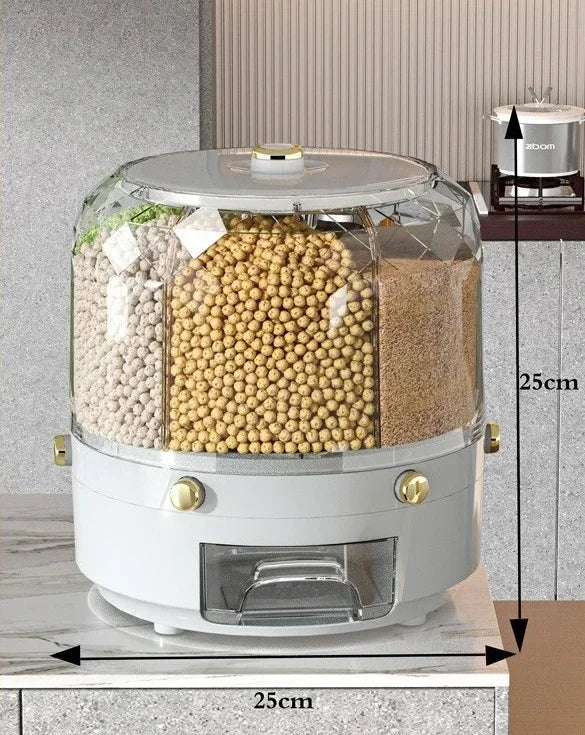Hocozy - Kitchen Storage Box - 360 Degree Rotating Rice Dispenser - Food Storage Container Easy Access Design Space-Saving Solution Durable Material Airtight Seal Versatile Kitchen Organizer Rice Storage Solution Stylish Design