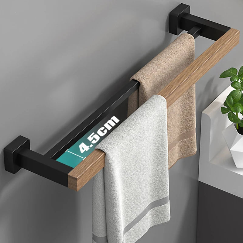 Hocozy - Black Wood Bathroom Accessories Set - bathroom toilet rack holder shelf hardware organizer accessories