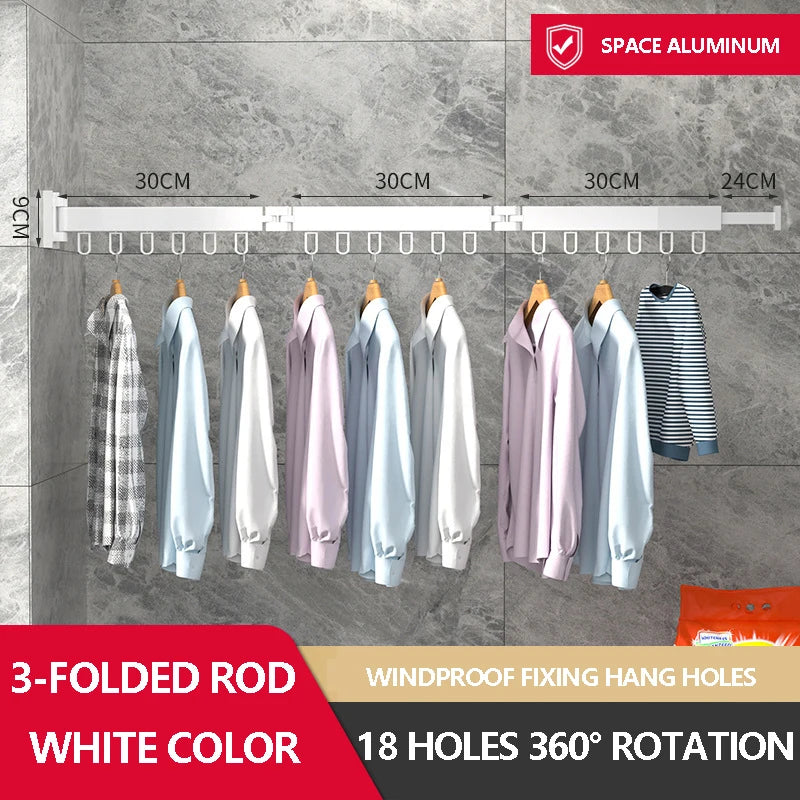 Hocozy - Retractable Clothes Drying Rack - Space Saving Laundry Organizer Wall Mounted Drying Solution Indoor Outdoor Use Adjustable Drying Rack Foldable Design Home Essentials