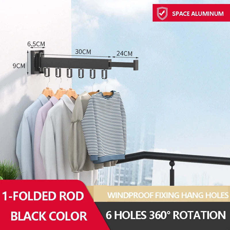 Hocozy - Retractable Clothes Drying Rack - Space Saving Laundry Organizer Wall Mounted Drying Solution Indoor Outdoor Use Adjustable Drying Rack Foldable Design Home Essentials