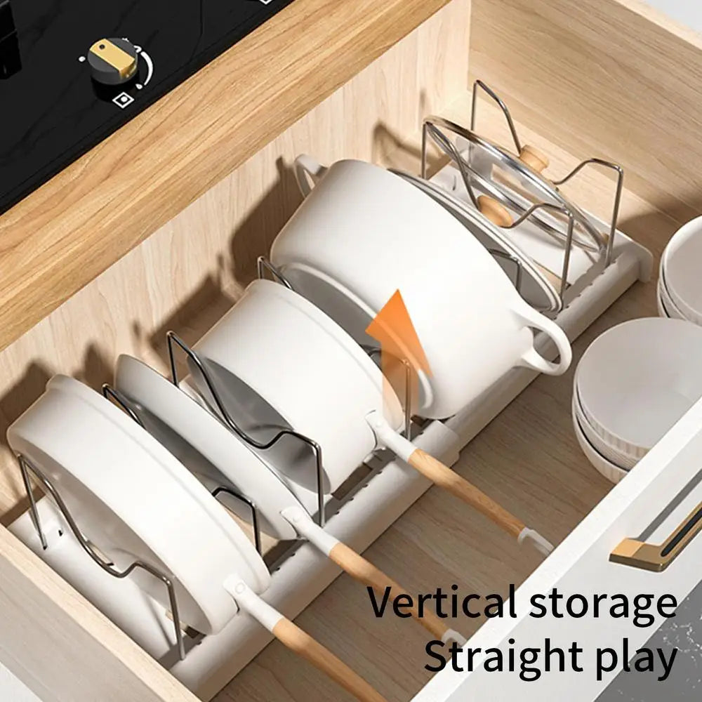 Hocozy - White Kitchen Shelf Organizer for Pots and Pans - kitchen Storage organizer drawer dish rack drying cabinet pot pan holder