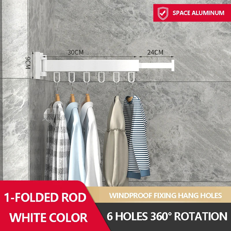 Hocozy - Retractable Clothes Drying Rack - Space Saving Laundry Organizer Wall Mounted Drying Solution Indoor Outdoor Use Adjustable Drying Rack Foldable Design Home Essentials