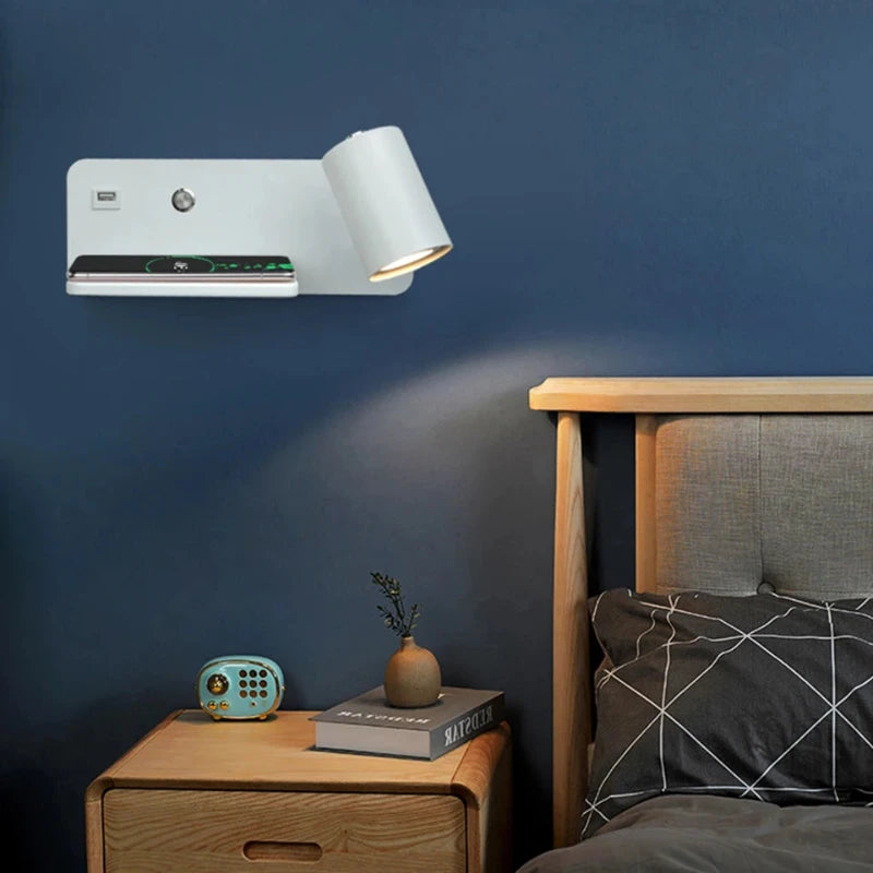 Hocozy - Bedside LED Wall Light with Phone Charging - light accessoires lamp led modern sensor solar decor waterproof wireless wall