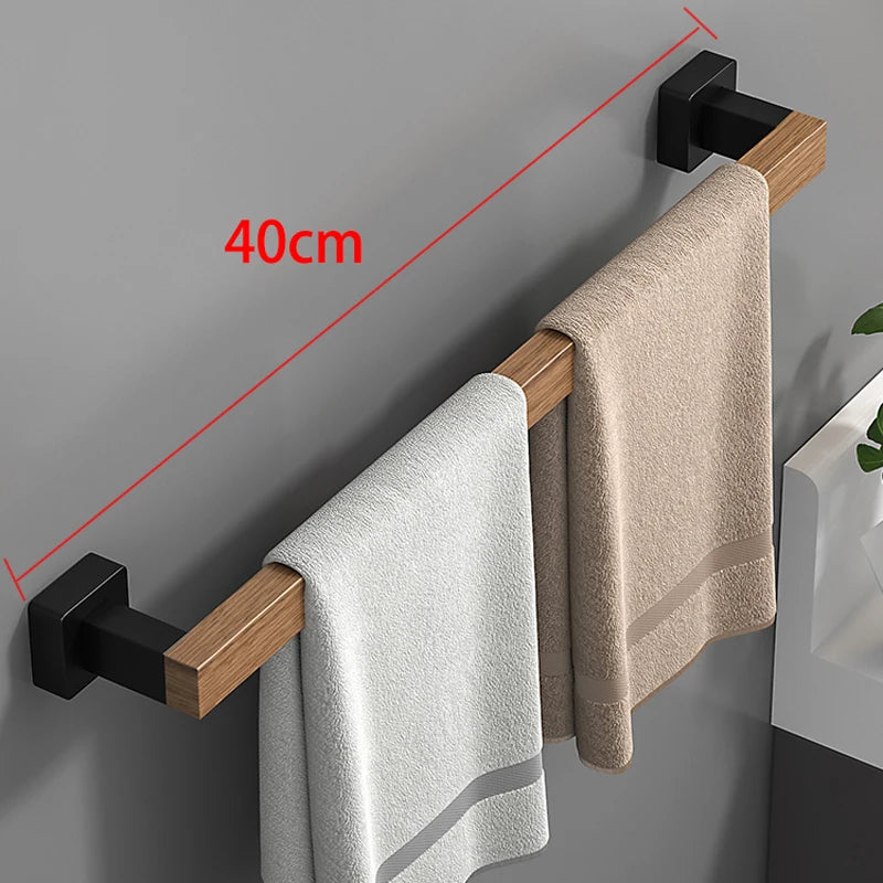 Hocozy - Black Wood Bathroom Accessories Set - bathroom toilet rack holder shelf hardware organizer accessories