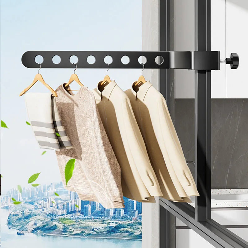 Hocozy - Rotatable Aluminum Clothes Rack - Adjustable Clothing Organizer Space Saver Laundry Storage Multi-Functional Drying Rack Lightweight Durable Design Indoor Outdoor Use