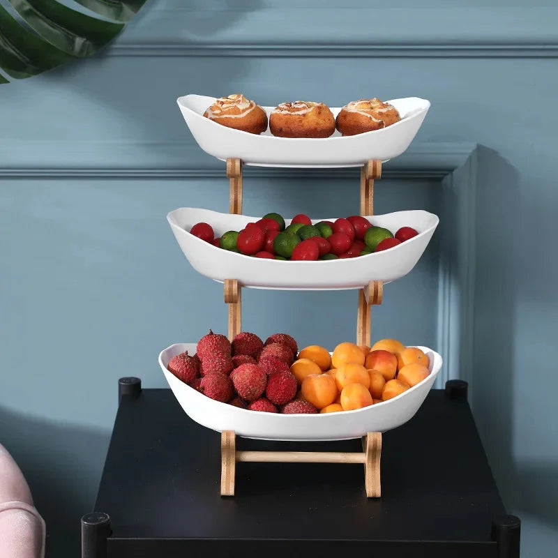 Hocozy - Table Plates with Separate Sections for Fruits - Serving Dish Kitchenware Party Supplies Food Presentation Fruit Tray Decorative Plates Meal Prep