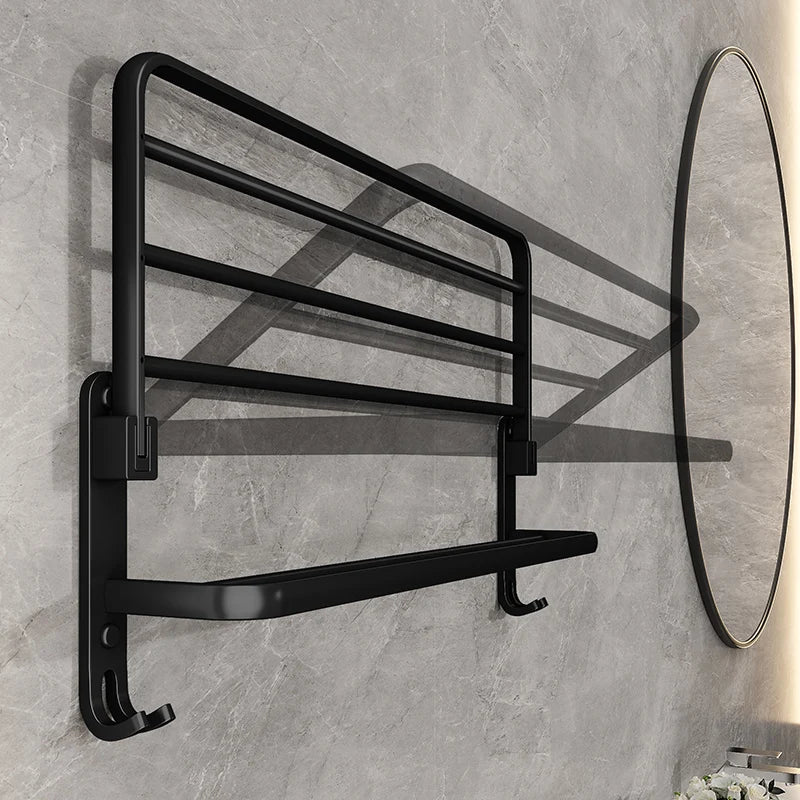 Hocozy - Black 50 cm Foldable Towel Holder - bathroom toilet rack holder shelf hardware organizer accessories